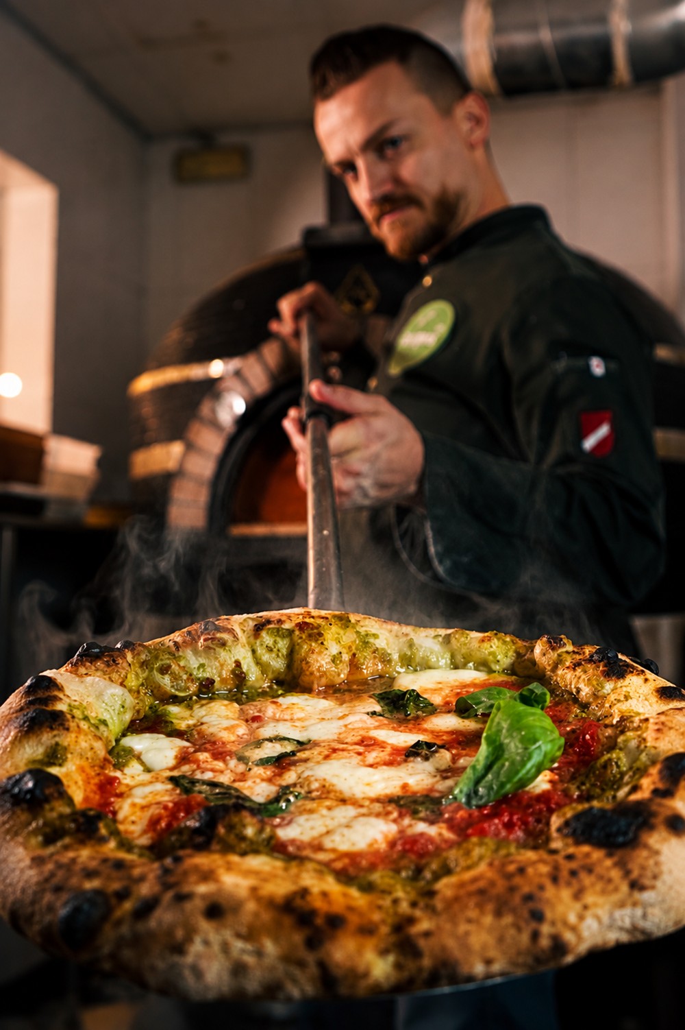 Pizza recién horneada
